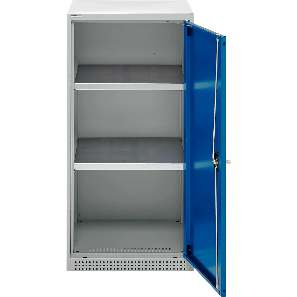 Schäfer Shop Genius dubbeldeurskast FS, staal, met ventilatiegaten, B 545 x D 520 x H 1105 mm, 3 OH, lichtgrijs/ gentiaanblauw, tot 150 kg