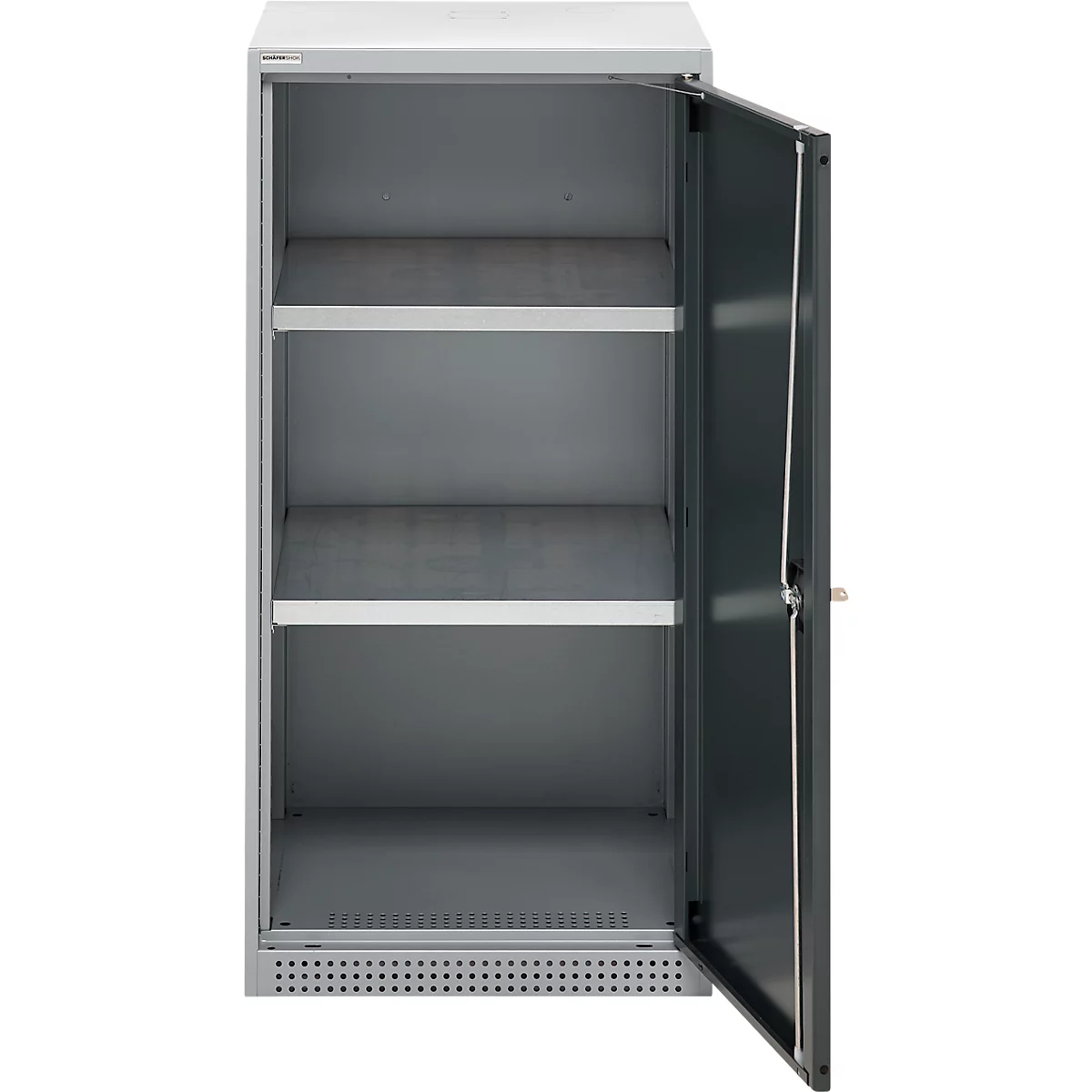 Schäfer Shop Genius dubbeldeurskast FS, staal, met ventilatiegaten, B 545 x D 520 x H 1105 mm, 3 OH, witaluminium/antracietgrijs, tot 150 kg