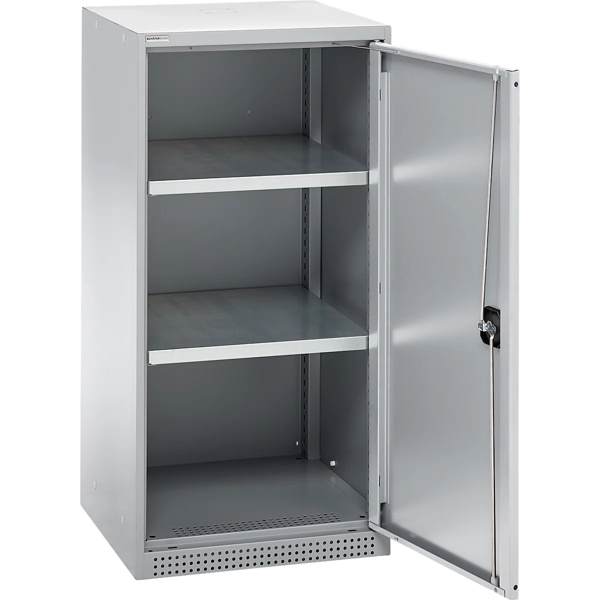 Schäfer Shop Genius dubbeldeurskast FS, staal, met ventilatiegaten, B 545 x D 520 x H 1105 mm, 3 OH, witaluminium/wit-aluminium, tot 150 kg