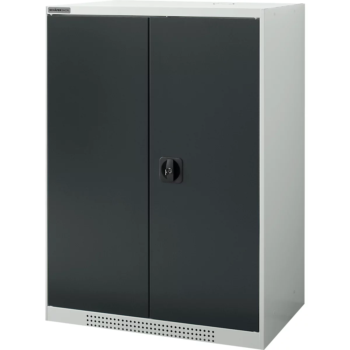 Schäfer Shop Genius dubbeldeurskast FS, staal, met ventilatiegaten, B 810 x D 520 x H 1105 mm, 3 OH, lichtgrijs/antracietgrijs, tot 180 kg
