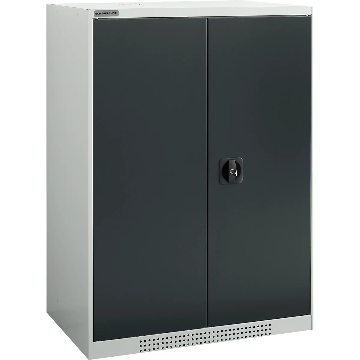 Schäfer Shop Genius dubbeldeurskast FS, staal, met ventilatiegaten, B 810 x D 520 x H 1105 mm, 3 OH, lichtgrijs/antracietgrijs, tot 180 kg