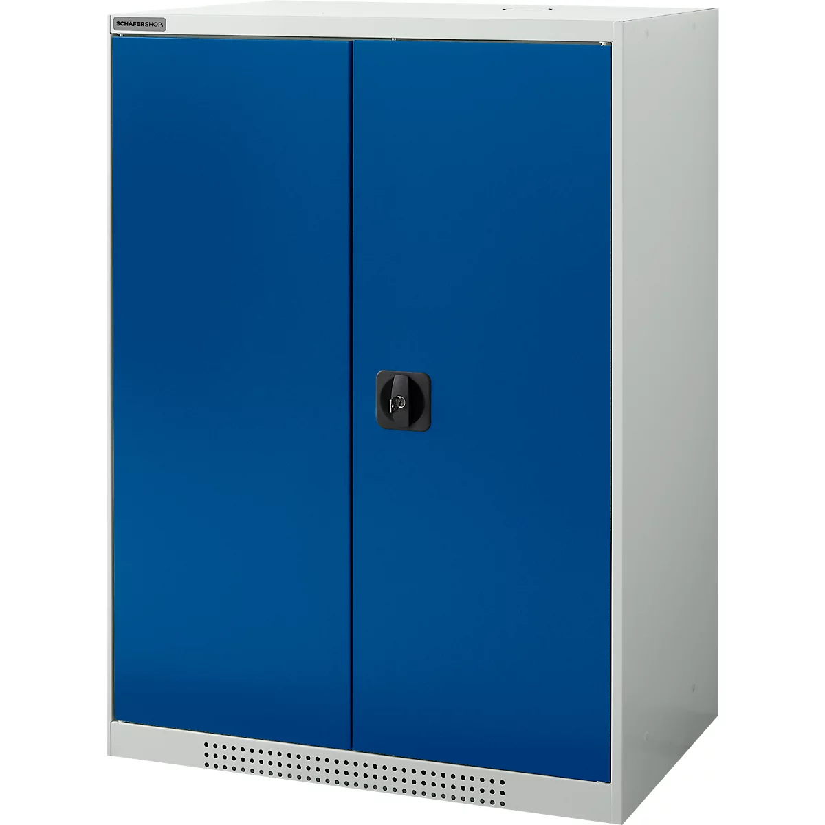 Schäfer Shop Genius dubbeldeurskast FS, staal, met ventilatiegaten, B 810 x D 520 x H 1105 mm, 3 OH, lichtgrijs/ gentiaanblauw, tot 180 kg