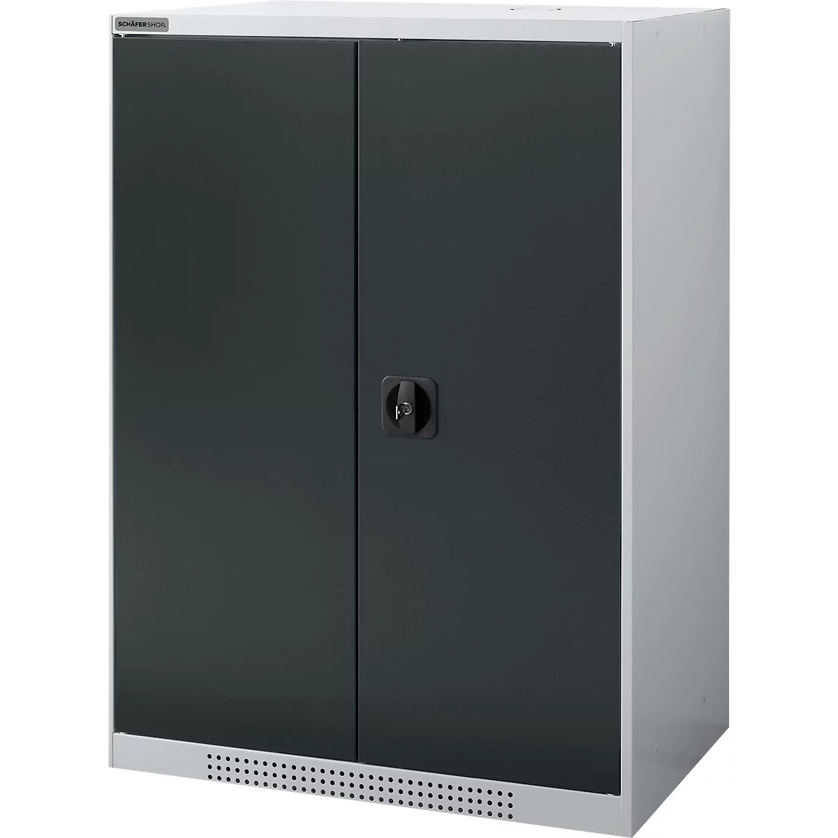 Schäfer Shop Genius dubbeldeurskast FS, staal, met ventilatiegaten, B 810 x D 520 x H 1105 mm, 3 OH, witaluminium/antracietgrijs, tot 180 kg