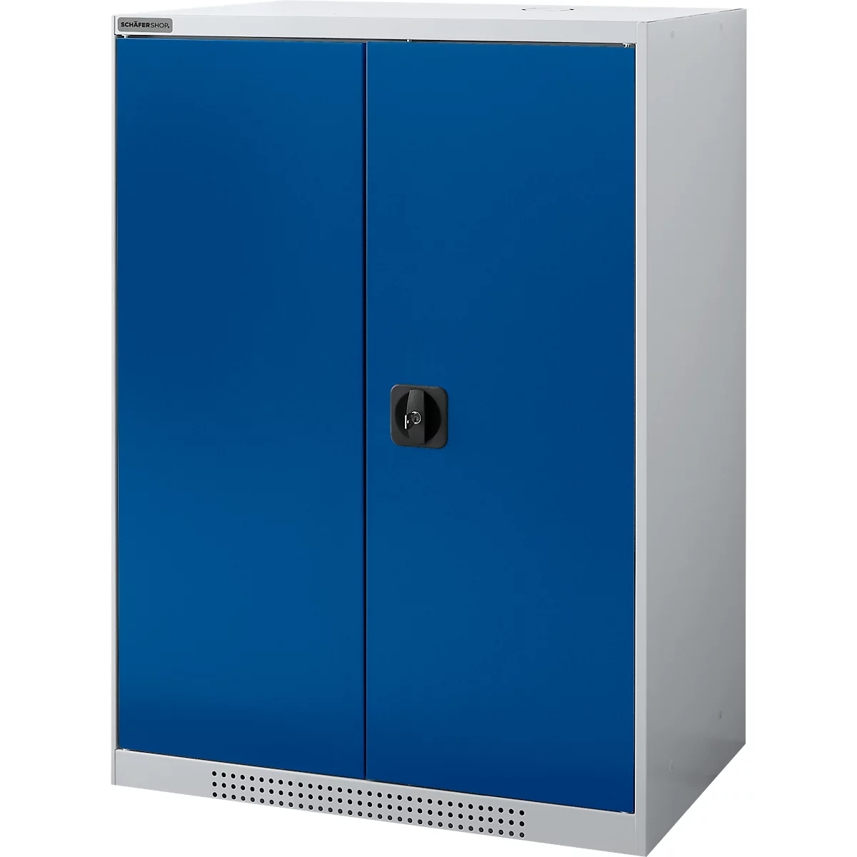 Schäfer Shop Genius dubbeldeurskast FS, staal, met ventilatiegaten, B 810 x D 520 x H 1105 mm, 3 OH, witaluminium/ gentiaanblauw, tot 180 kg