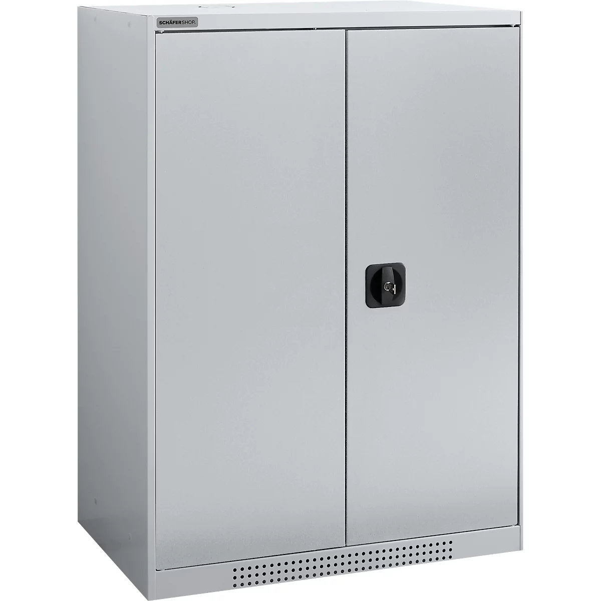 Schäfer Shop Genius dubbeldeurskast FS, staal, met ventilatiegaten, B 810 x D 520 x H 1105 mm, 3 OH, witaluminium/wit-aluminium, tot 180 kg
