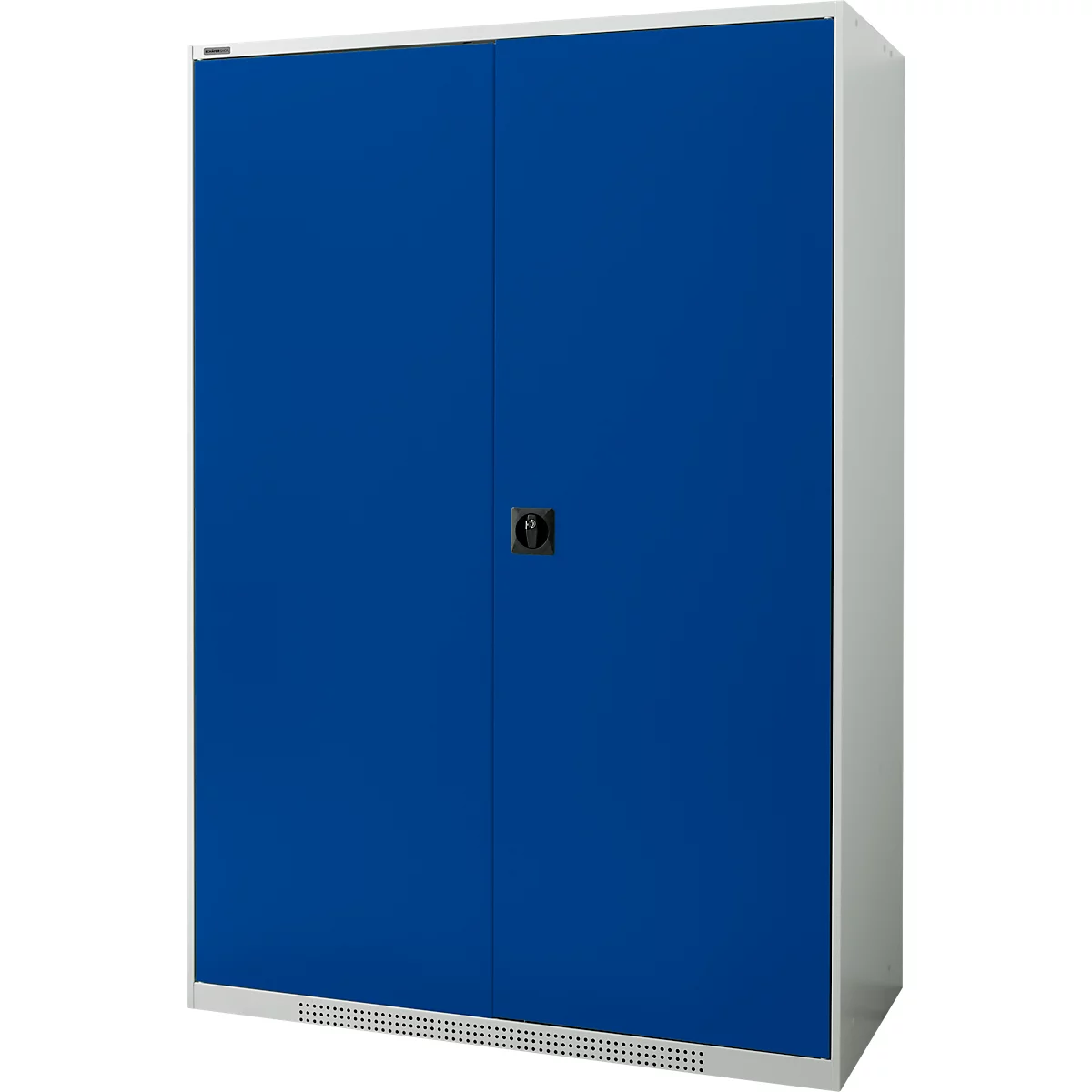 Schäfer Shop Genius dubbeldeurskast FS, staal, met ventilatieopeningen, B 1343 x D 620 x H 1950 mm, 5 OH, lichtgrijs/gentiaanblauw, tot 750 kg 