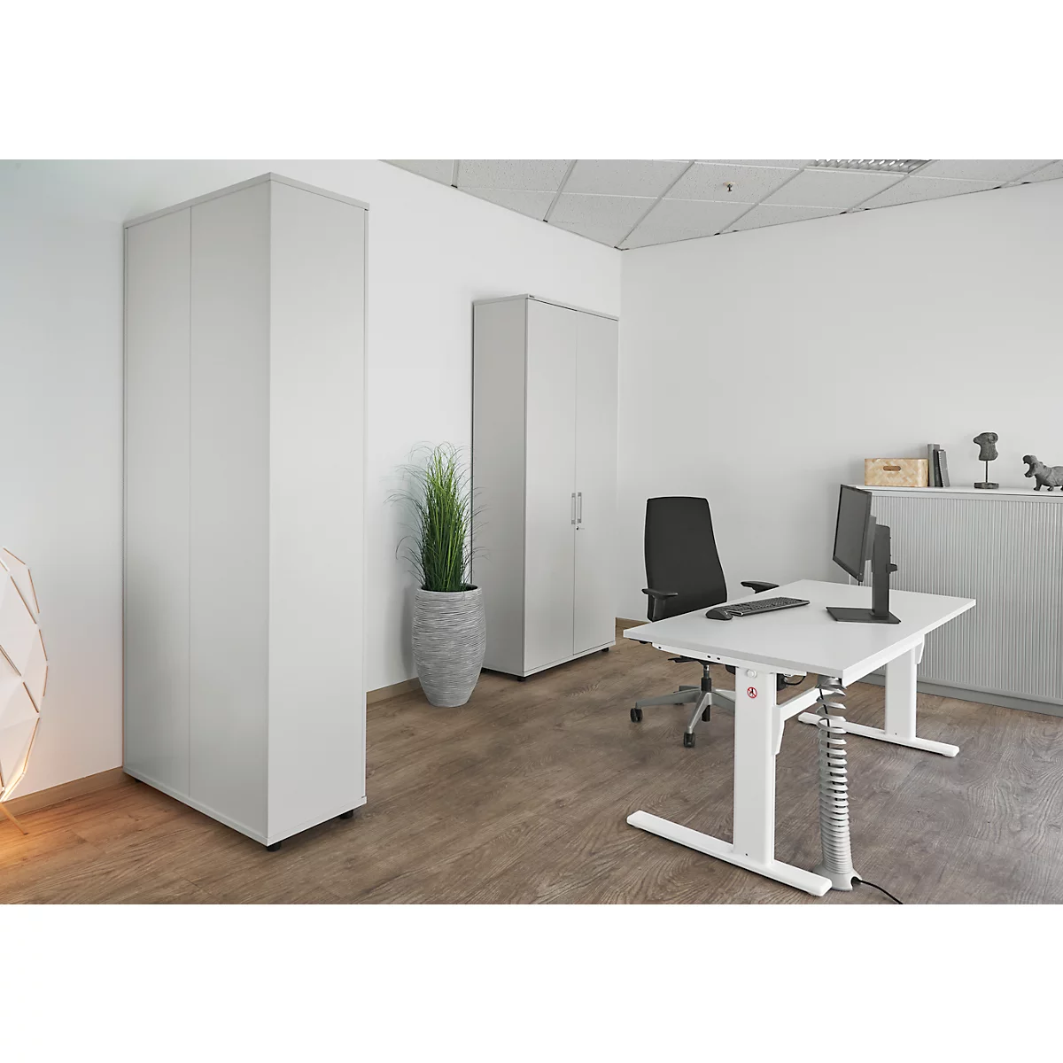 Schäfer Shop Genius dubbeldeurskast TETRIS WOOD, incl. glijders, B 1000 x D 421 x H 2270 mm (6 OH), lichtgrijs, 2 st.
