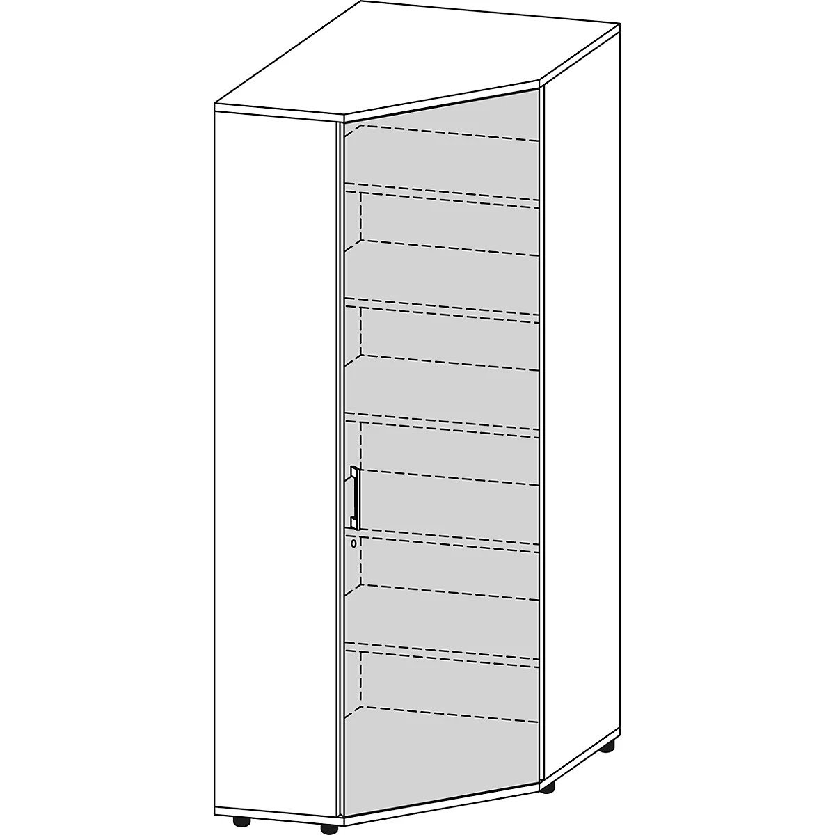 Schäfer Shop Genius Eckschrank TETRIS WOOD, 6 OH, B 800 x H 2270 mm, Höhe inkl. Gleiter, weiß