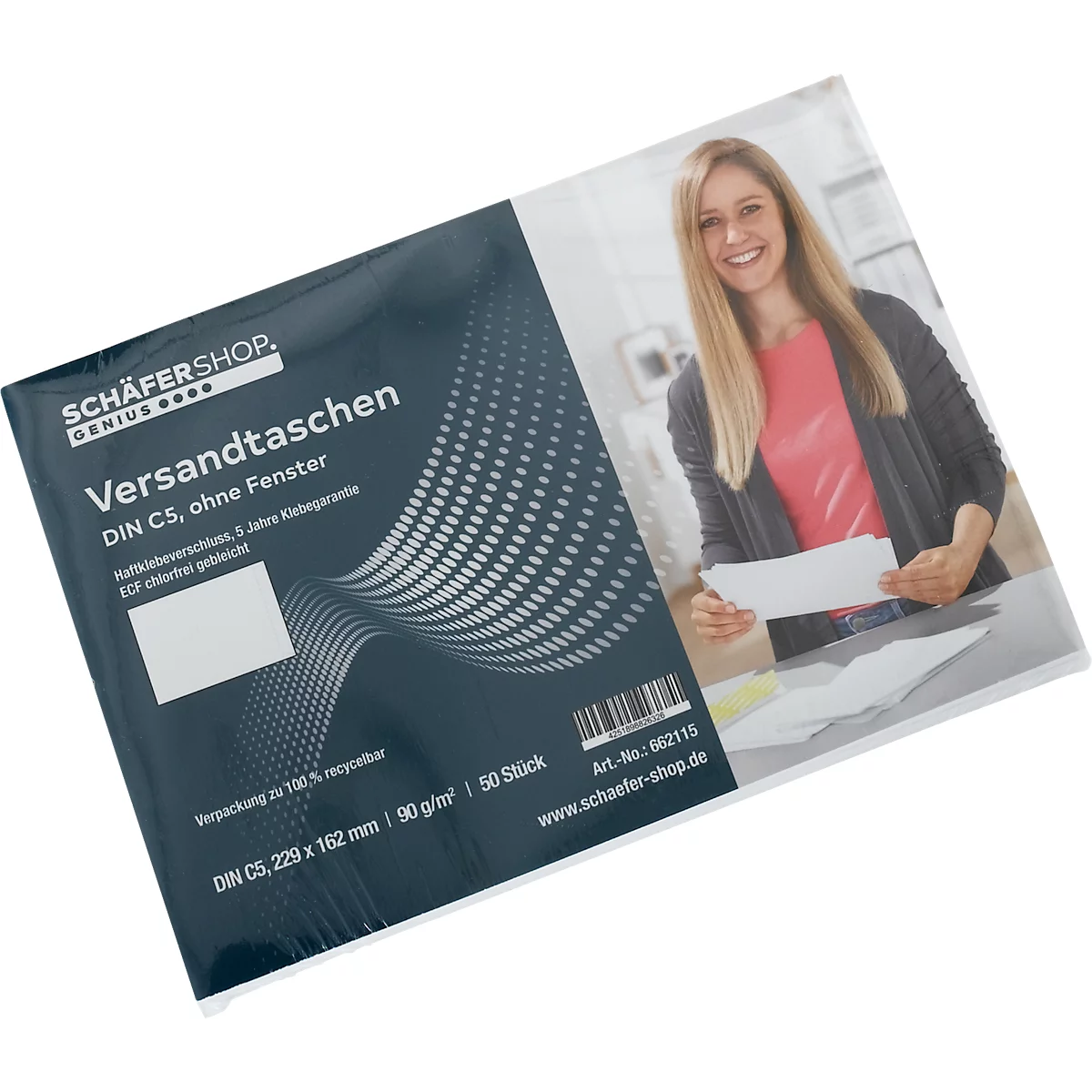Schäfer Shop Genius enveloppen, formaat C5, zonder venster, zelfklevend, papier, wit, 50 stuks