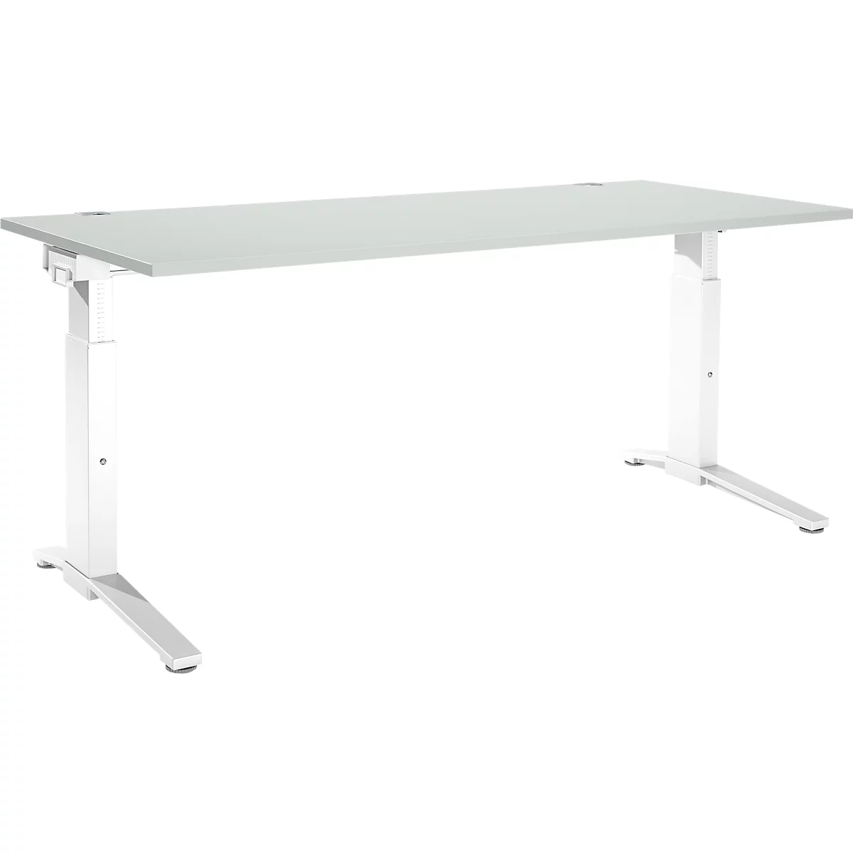 Schäfer Shop Genius ERGOSTYLE S bureau, handmatig in hoogte verstelbaar, rechthoekig, C-voet, B 1800 x D 800 x H 675-895 mm, lichtgrijs/wit