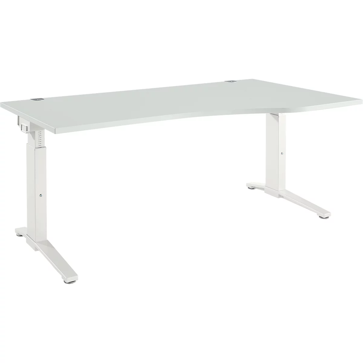 Schäfer Shop Genius ERGOSTYLE S bureau, handmatig in hoogte verstelbaar, rechthoekig, C-voet, rechts uitschuifbaar, B 1800 x D 800/1000 x H 675-895 mm, lichtgrijs/wit