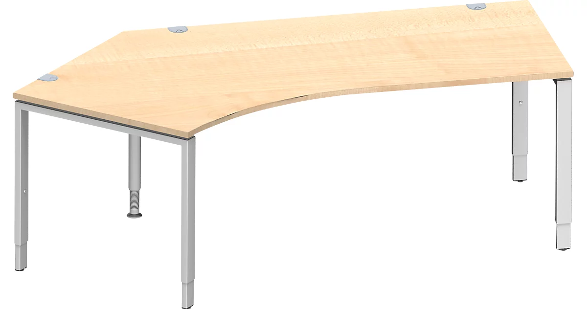 Schäfer Shop Genius escritorio angular MODENA FLEX 135°, fijación a la izquierda, ancho 2165 mm, arce