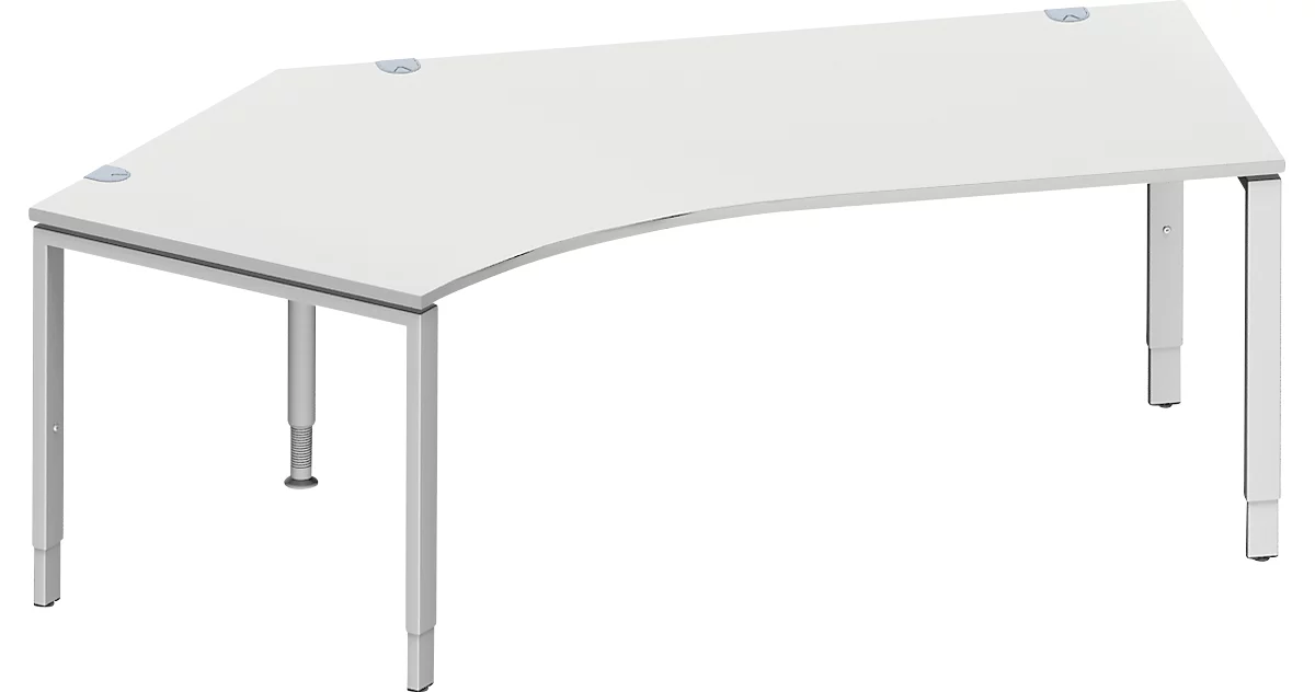 Schäfer Shop Genius escritorio angular MODENA FLEX 135°, fijación a la izquierda, ancho 2165 mm, gris claro