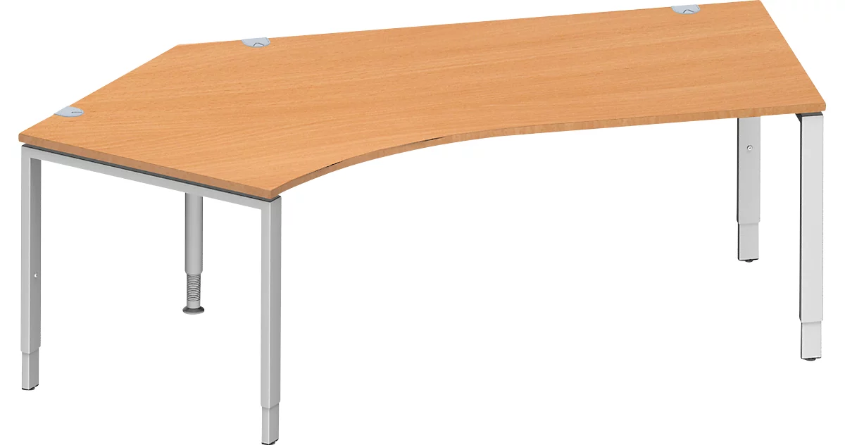 Schäfer Shop Genius escritorio angular MODENA FLEX 135°, fijación a la izquierda, ancho 2165 mm, haya