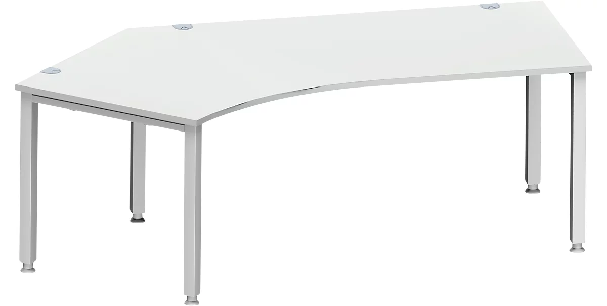Schäfer Shop Genius escritorio angular MODENA FLEX 135°, fijación a la izquierda, tubo cuadrado de 4 patas, A 2165 mm, gris claro
