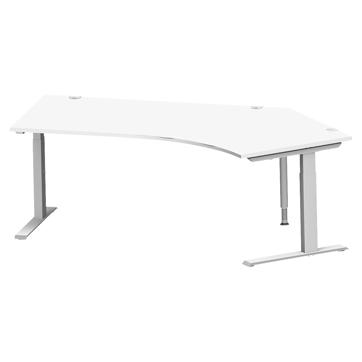 Schäfer Shop Genius escritorio angular MODENA FLEX 135°, fijación derecha, tubo rectangular con pie en C, An 2165 mm, blanco/blanco