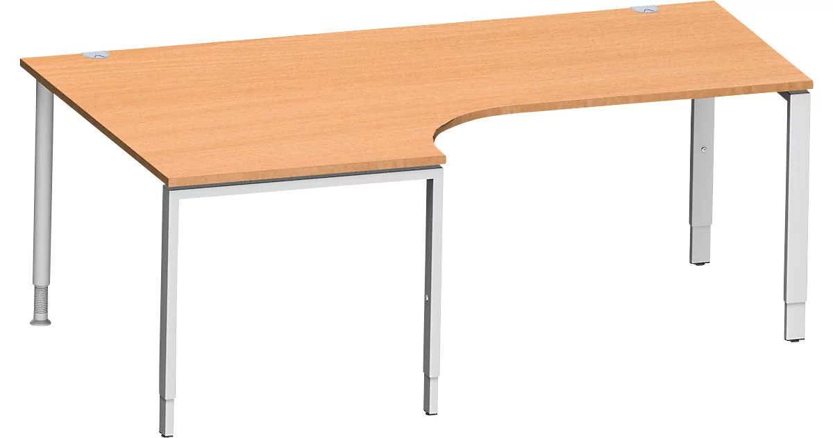 Schäfer Shop Genius escritorio angular MODENA FLEX 90°, fijación a la izquierda, ancho 2000 mm, haya