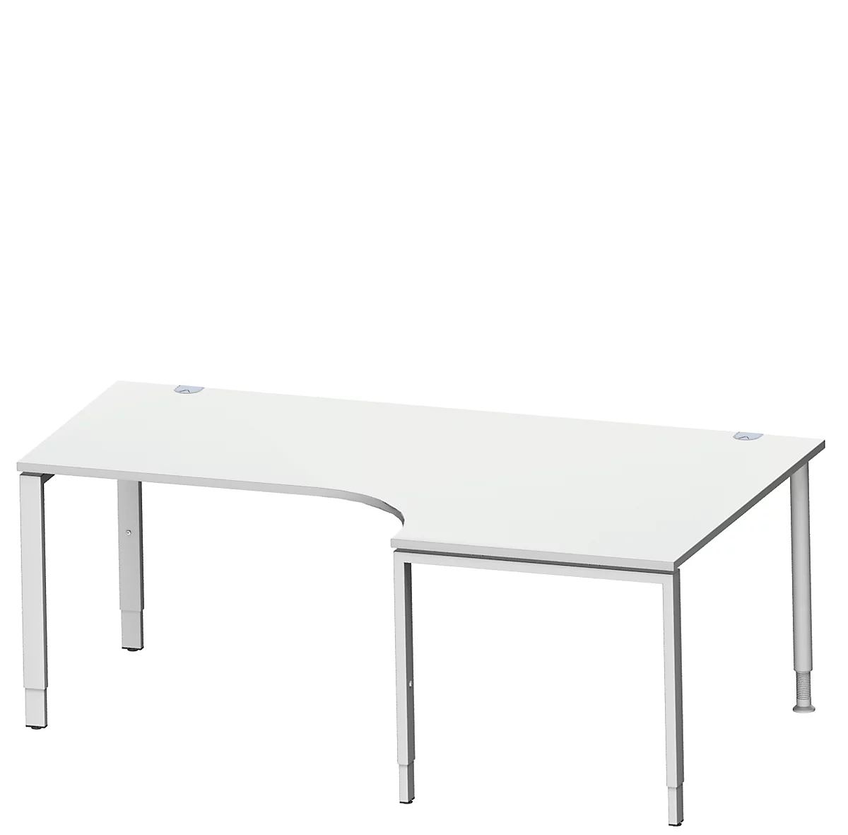 Schäfer Shop Genius escritorio angular MODENA FLEX 90°, fijación derecha, ancho 2000 mm, gris claro