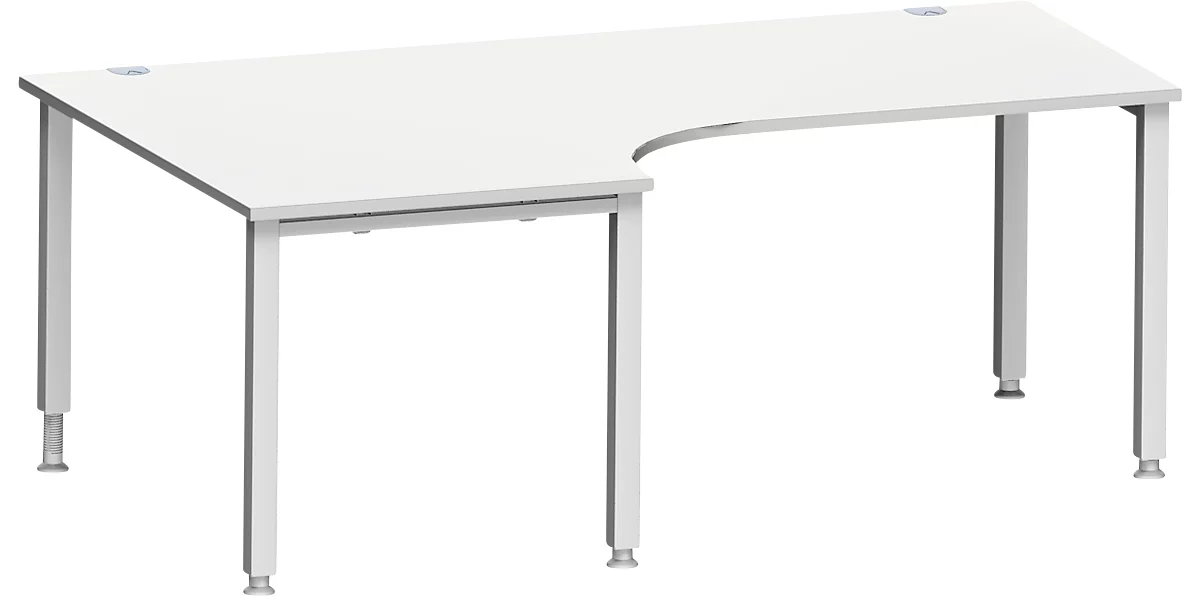 Schäfer Shop Genius escritorio angular MODENA FLEX 90°, fijación izquierda, tubo cuadrado de 4 patas, An 2000 mm, gris claro