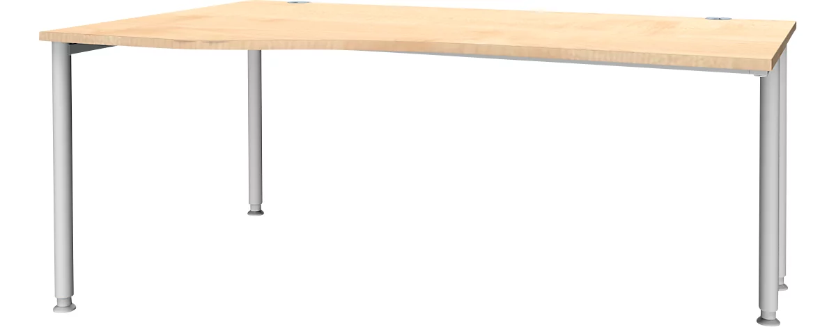 Schäfer Shop Genius escritorio de forma libre MODENA FLEX, fijación izquierda, arce/aluminio blanco