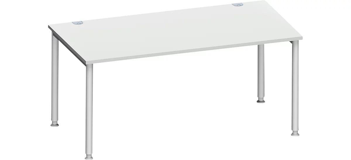 Schäfer Shop Genius Escritorio MODENA FLEX, 4 patas de tubo redondo, An 1600 x P 800 mm, gris luminoso/aluminio blanco 