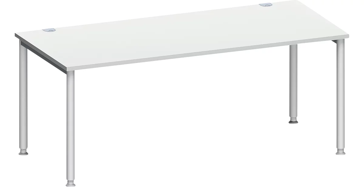 Schäfer Shop Genius Escritorio MODENA FLEX, 4 patas de tubo redondo, An 1800 x P 800 mm, gris luminoso/aluminio blanco 