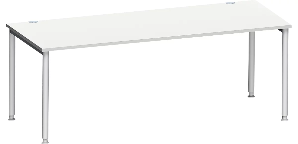 Schäfer Shop Genius Escritorio MODENA FLEX, 4 patas de tubo redondo, An 2000 x P 1000 mm, gris luminoso/aluminio blanco 