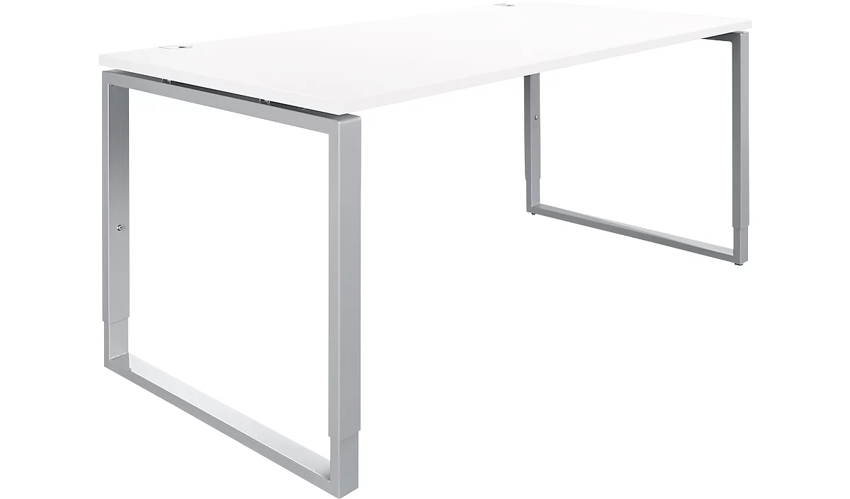 Schäfer Shop Genius escritorio Modena Flex, regulable en altura, forma rectangular, base de soporte, ancho 1600 mm, blanco