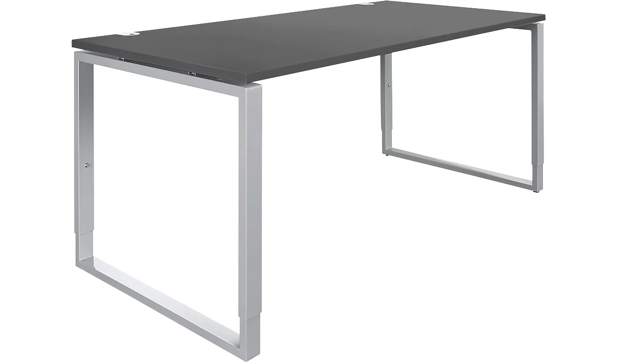 Schäfer Shop Genius escritorio Modena Flex, regulable en altura, forma rectangular, base de soporte, ancho 1600 mm, grafito