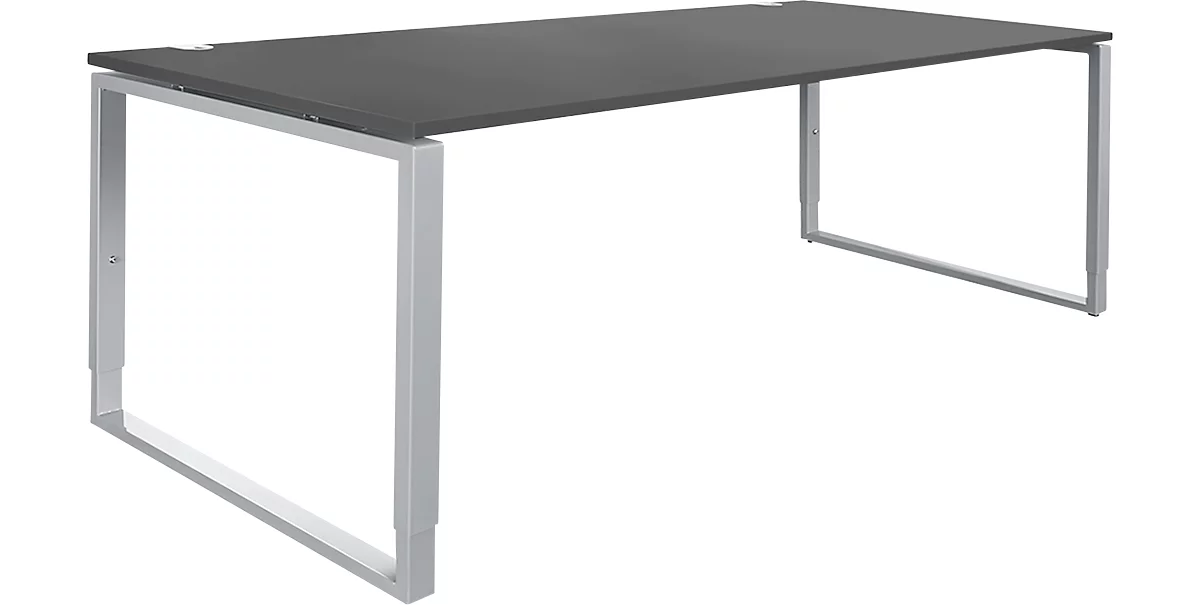 Schäfer Shop Genius escritorio Modena Flex, regulable en altura, forma rectangular, base de soporte, ancho 2000 mm, grafito