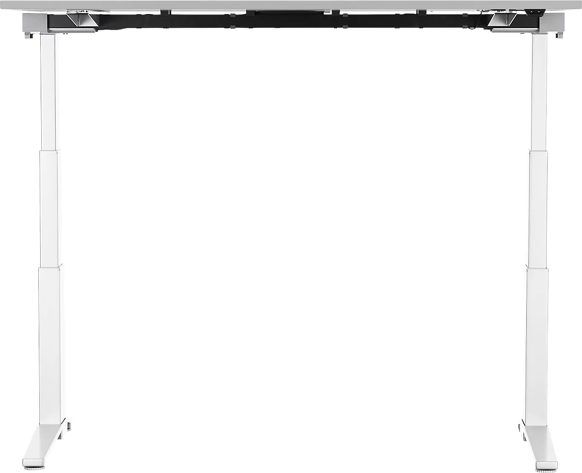 Schäfer Shop Genius Escritorio PLANOVA ergoSTYLE, pata en C, rectangular, ajustable en altura eléctr. 2 niveles, An 1600 mm, gris luminoso/blanco 