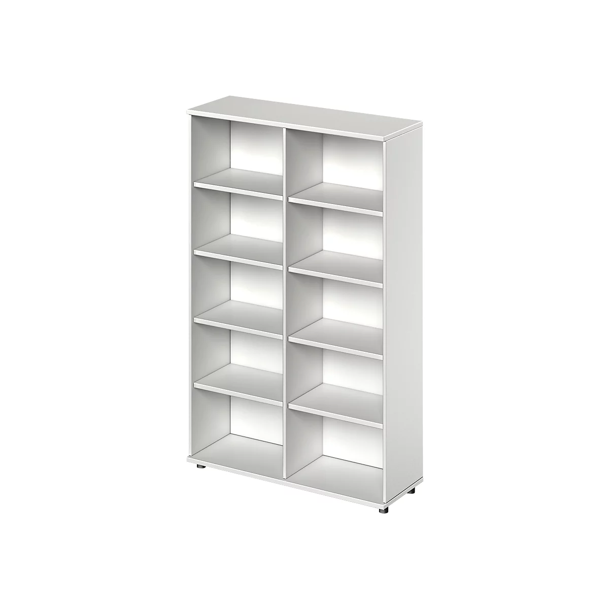 Schäfer Shop Genius estantería TETRIS WOOD, 5 OH, altura incl. guías, W 1200 mm, gris claro 