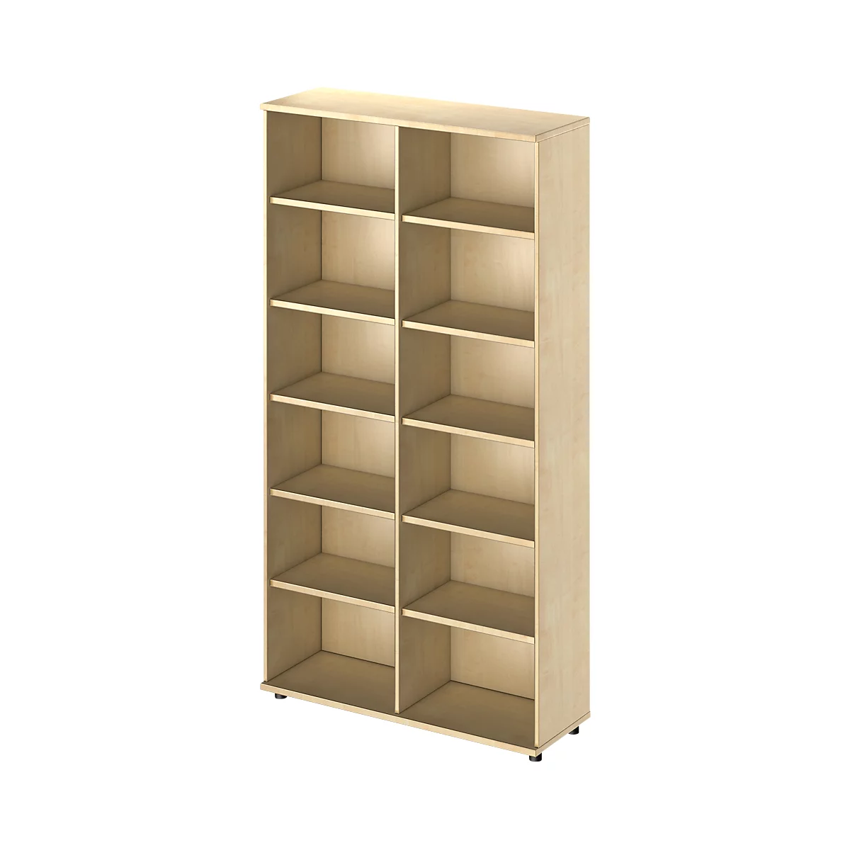 Schäfer Shop Genius estantería TETRIS WOOD, 6 OH, altura incl. deslizamiento, separación central, W 1200 mm, decoración arce