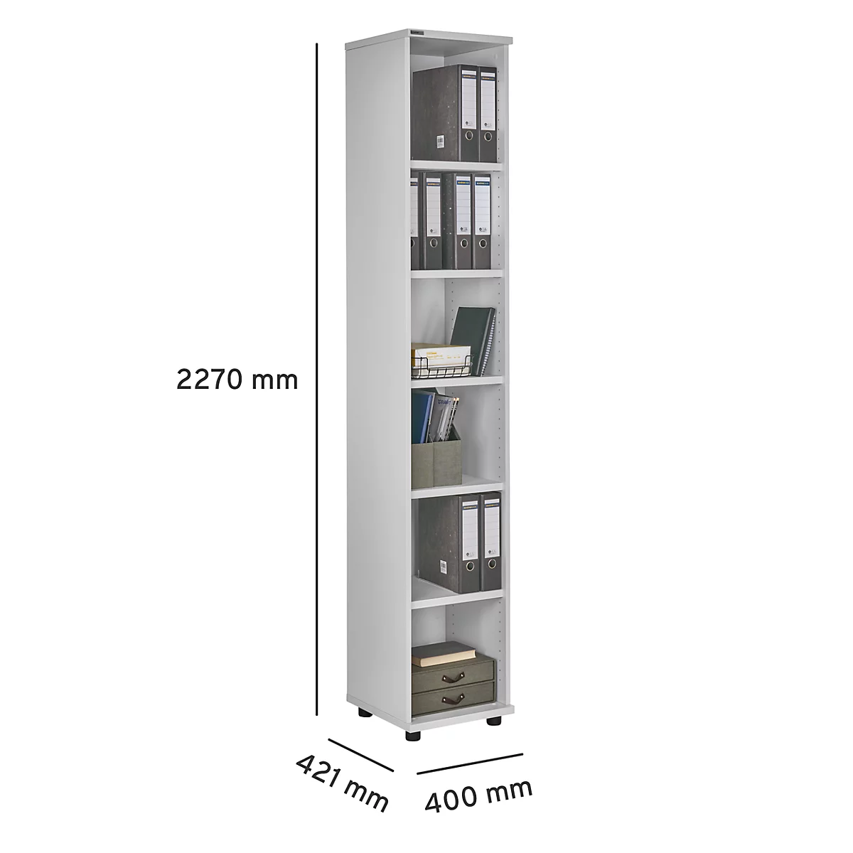 Schäfer Shop Genius estantería TETRIS WOOD, 6 OH, altura incl. guías, W 400 mm, gris claro