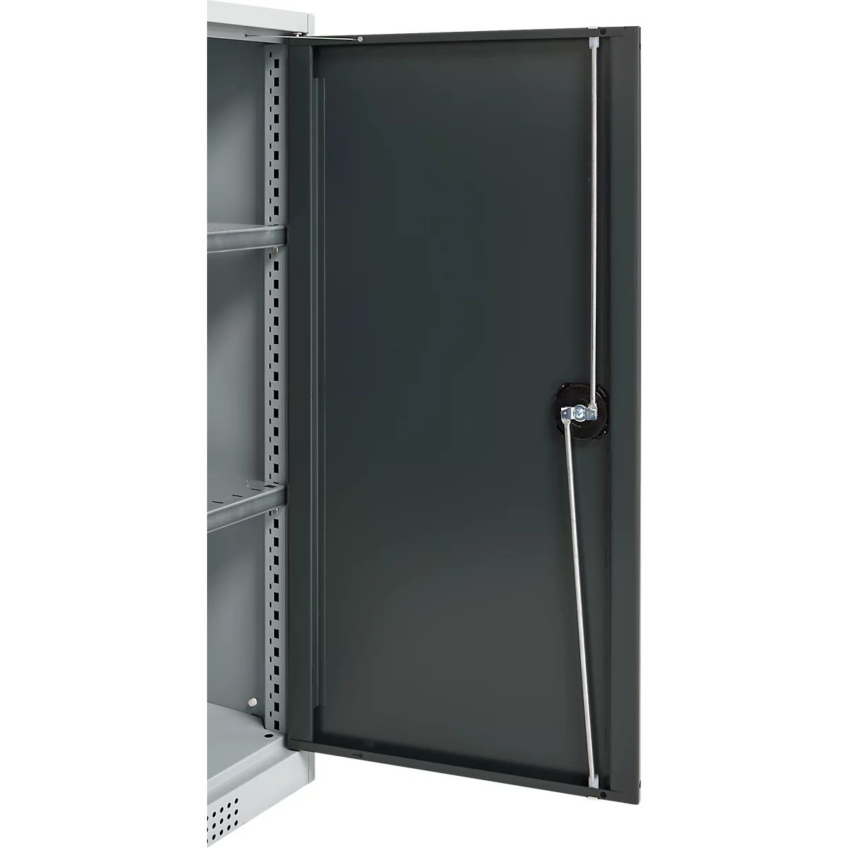 Schäfer Shop Genius Flügeltürenschrank FS, Stahl, mit Belüftungslöchern, B 1055 x T 520 x H 1105 mm, 3 OH, Weißalu/Anthrazitgrau, bis 300 kg