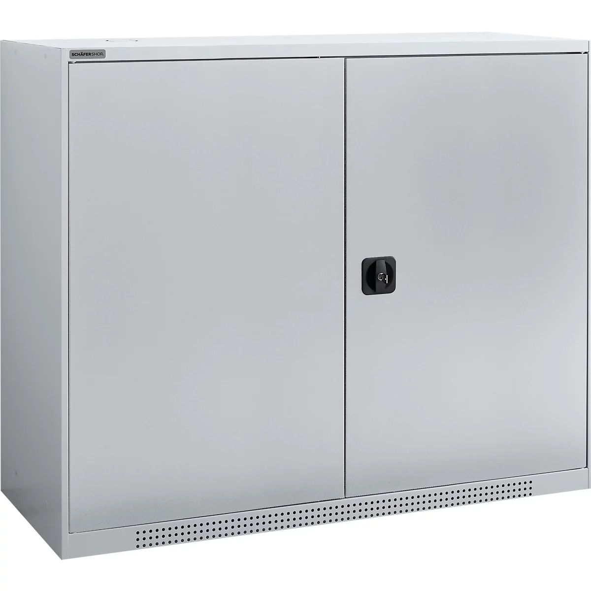 Schäfer Shop Genius Flügeltürenschrank FS, Stahl, mit Belüftungslöchern, B 1343 x T 520 x H 1105 mm, 3 OH, Weißalu/Weißalu, bis 450 kg
