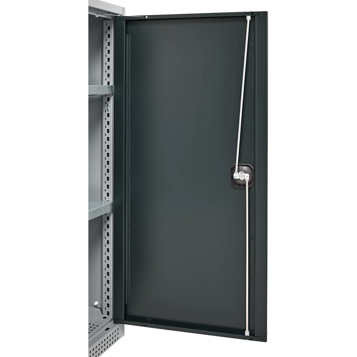Schäfer Shop Genius Flügeltürenschrank FS, Stahl, mit Belüftungslöchern, B 545 x T 520 x H 1105 mm, 3 OH, Weißalu/Anthrazitgrau, bis 150 kg