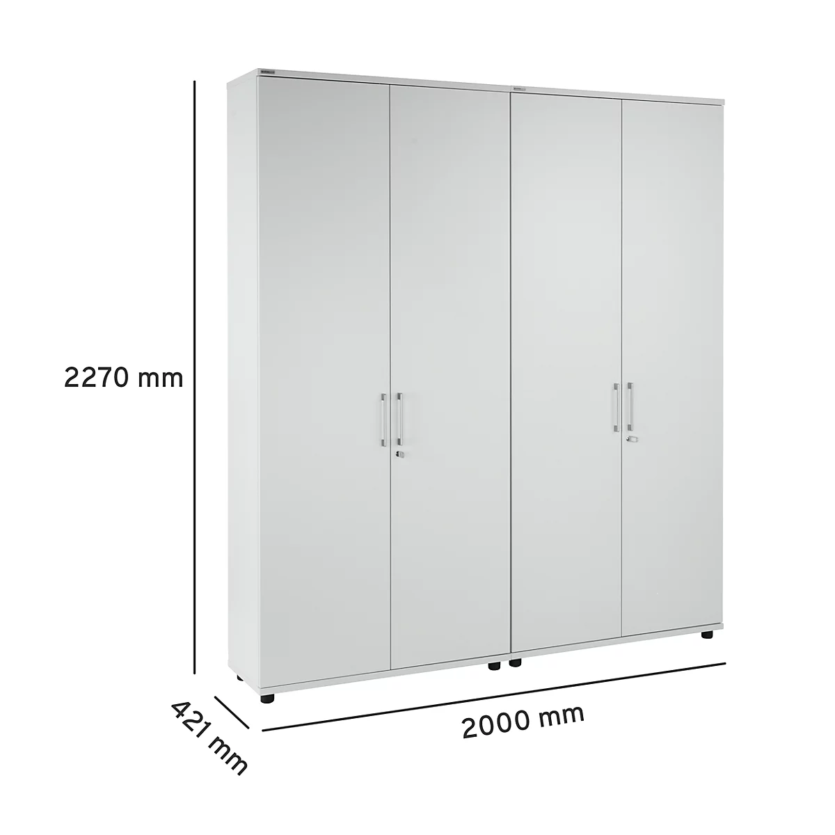 Schäfer Shop Genius Flügeltürenschrank TETRIS WOOD, inkl. Gleiter, B 1000 x T 421 x H 2270 mm (6 OH), lichtgrau, 2 Stück