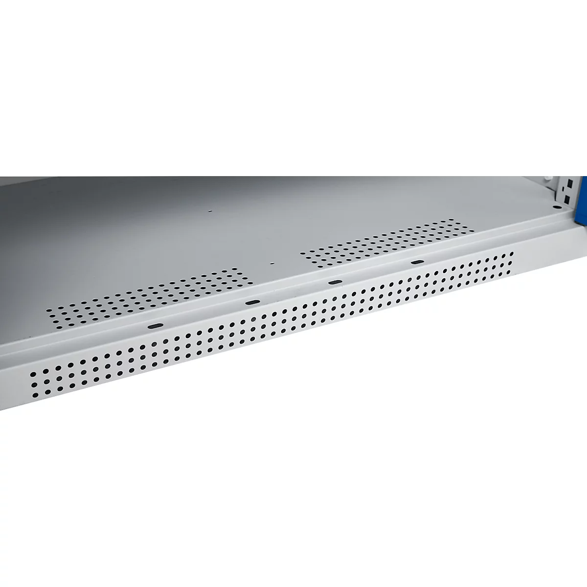 Schäfer Shop Genius Flügeltürschrank FS, Stahl, mit Belüftungslöchern, B 1055 x T 420 x H 1105 mm, 3 OH, weißaluminium/enzianblau, bis 450 kg