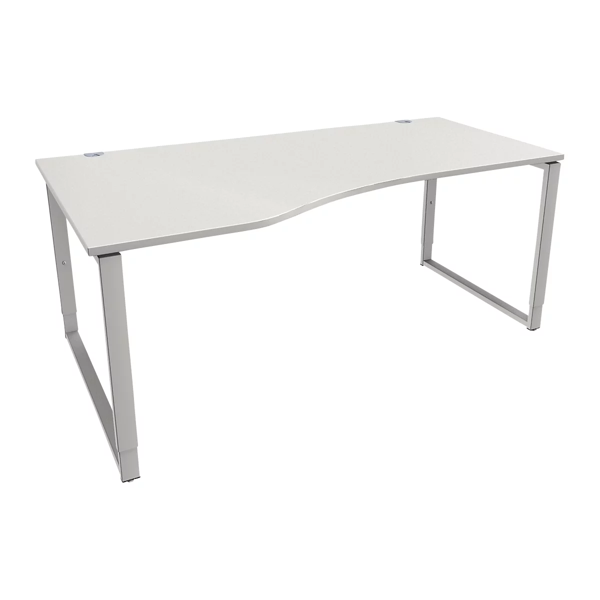 Schäfer Shop Genius Free-form bureau MODENA FLEX, beugelvoet, handmatig in hoogte verstelbaar, linkeruitbouw, B 1800 mm, lichtgrijs 