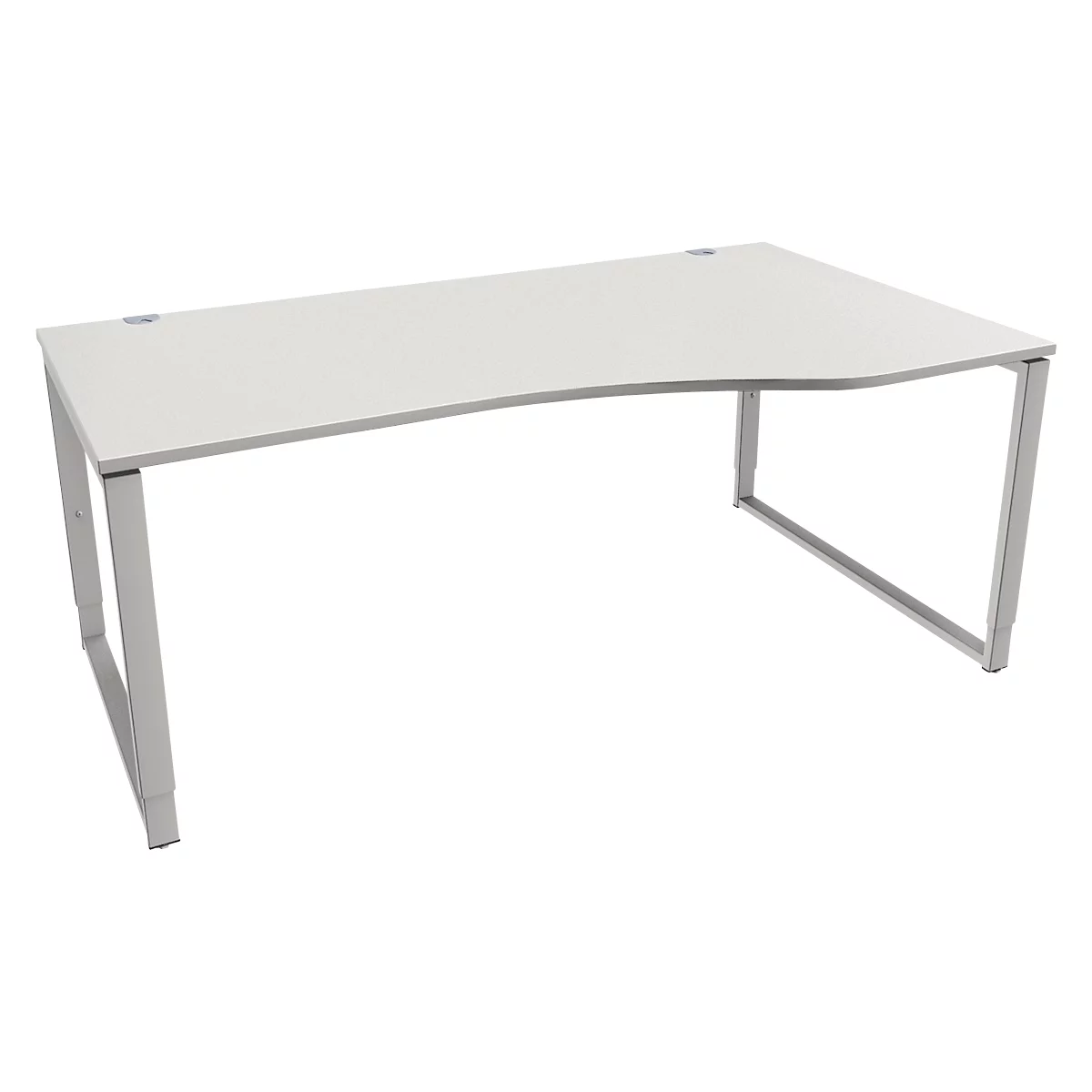 Schäfer Shop Genius Free-form bureau MODENA FLEX, beugelvoet, handmatig in hoogte verstelbaar, rechter uitsteeksel, B 1800 mm, lichtgrijs 