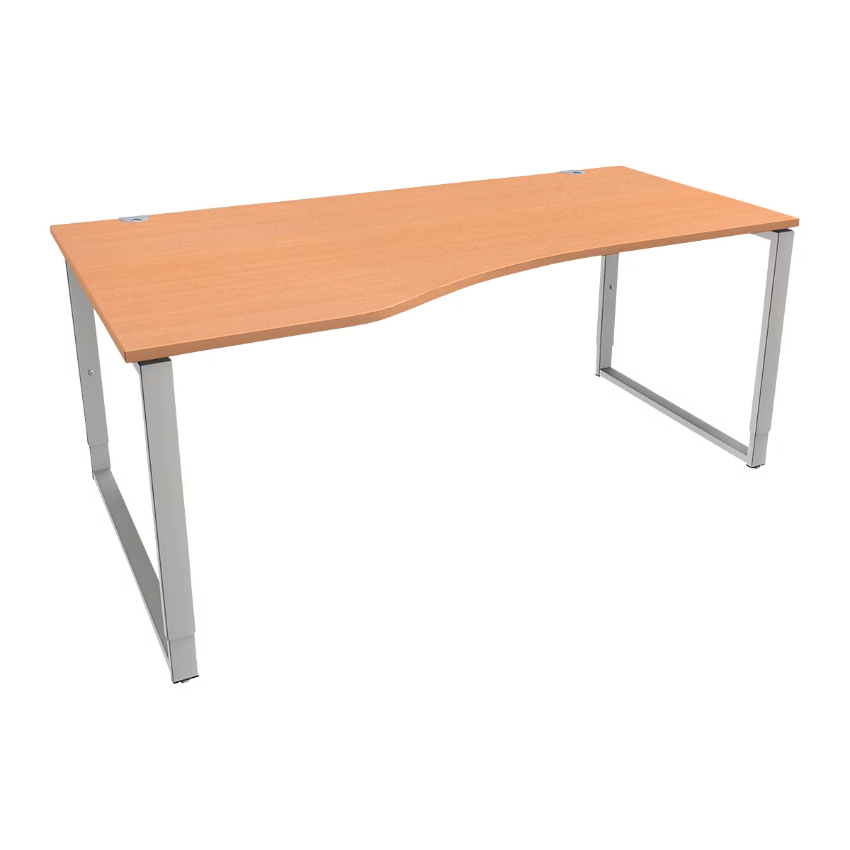Schäfer Shop Genius Free-form bureau MODENA FLEX, ijzer-op-onderstel, handmatig in hoogte verstelbaar, linkse uitbouw, B 1800 mm, beukenhouten afwerking 