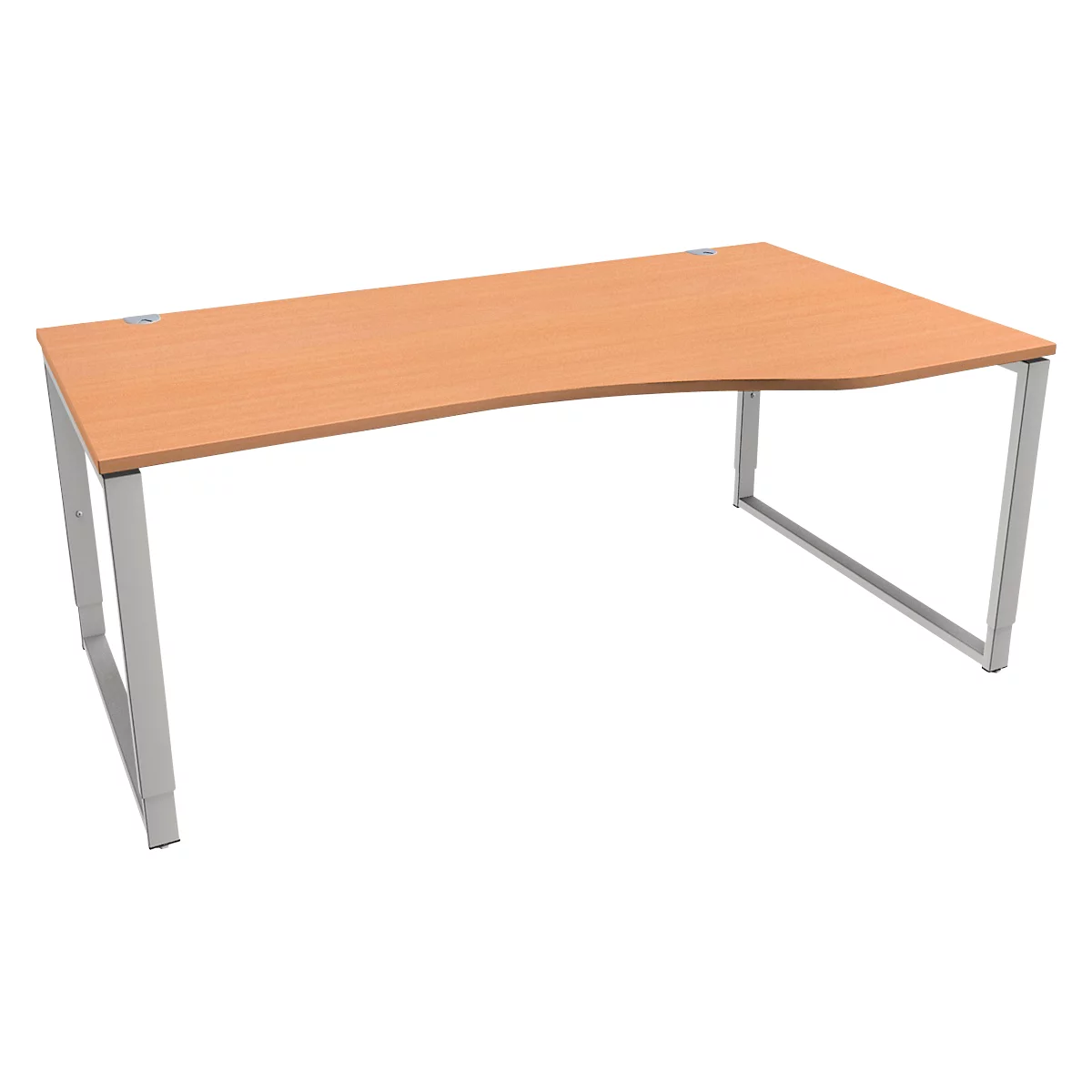 Schäfer Shop Genius Free-form bureau MODENA FLEX, ijzer-op-onderstel, handmatig in hoogte verstelbaar, uitschuifbaar rechts, B 1800 mm, afwerking in beukenhout 