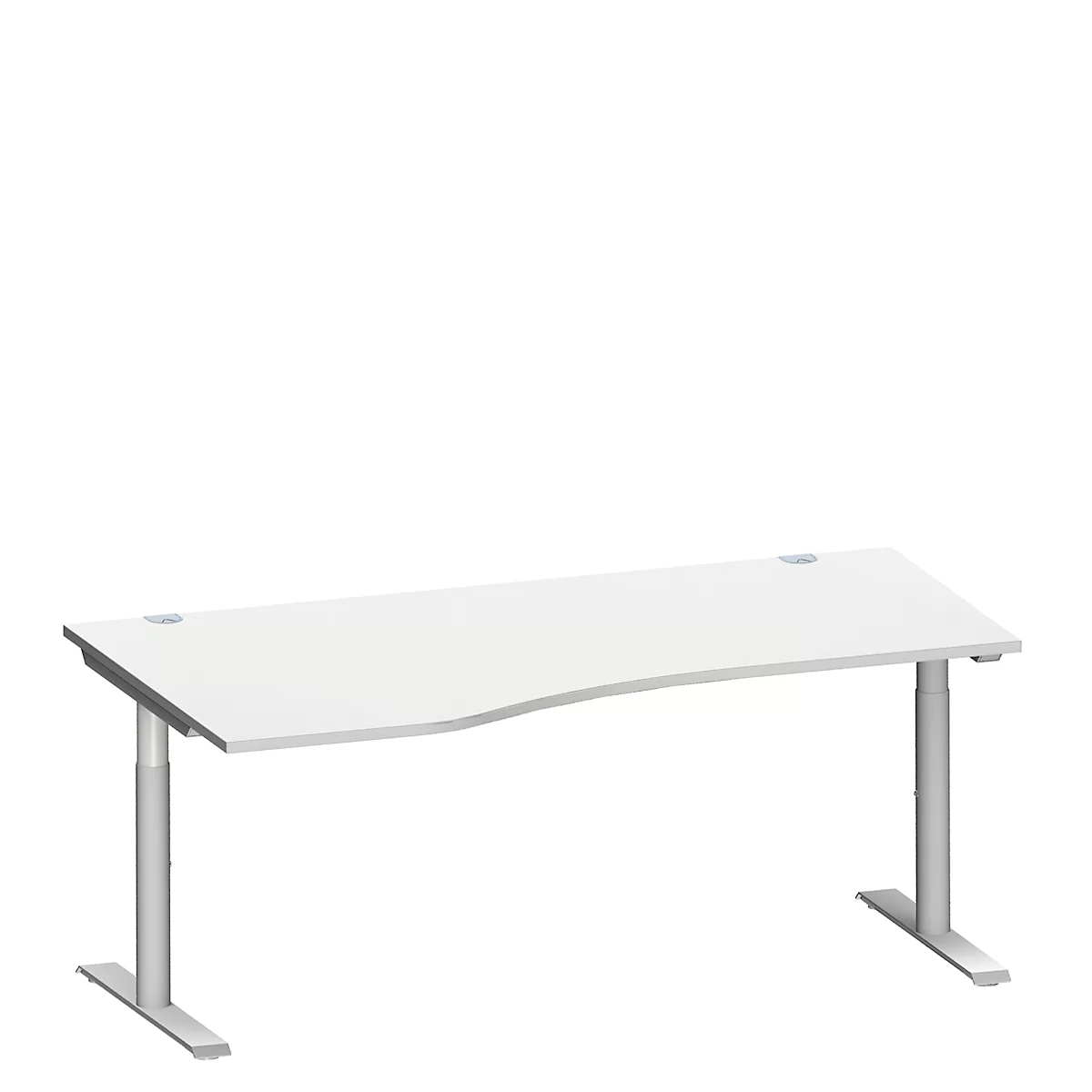 Schäfer Shop Genius Freiformschreibtisch MODENA FLEX, Ansatz links, Breite 1800 mm, lichtgrau