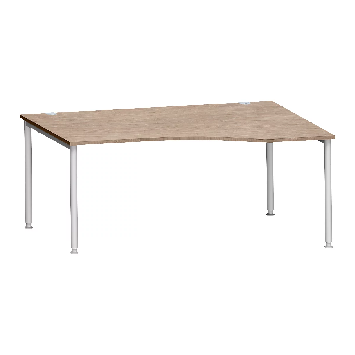 Schäfer Shop Genius Freiformschreibtisch MODENA FLEX, Ansatz rechts B 1800 mm, Eiche/weißalu