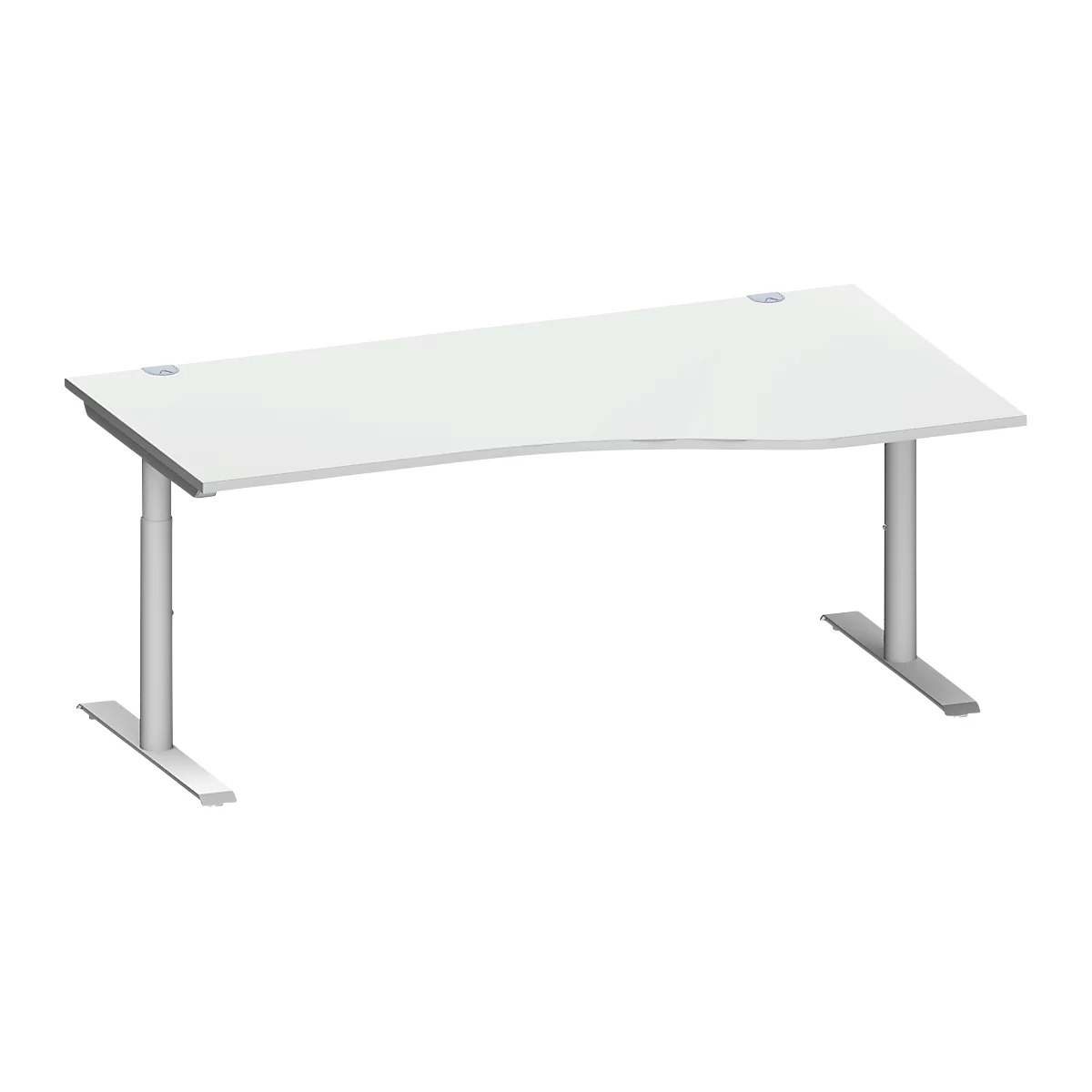 Schäfer Shop Genius Freiformschreibtisch MODENA FLEX, Ansatz rechts, Breite 1800 mm, lichtgrau