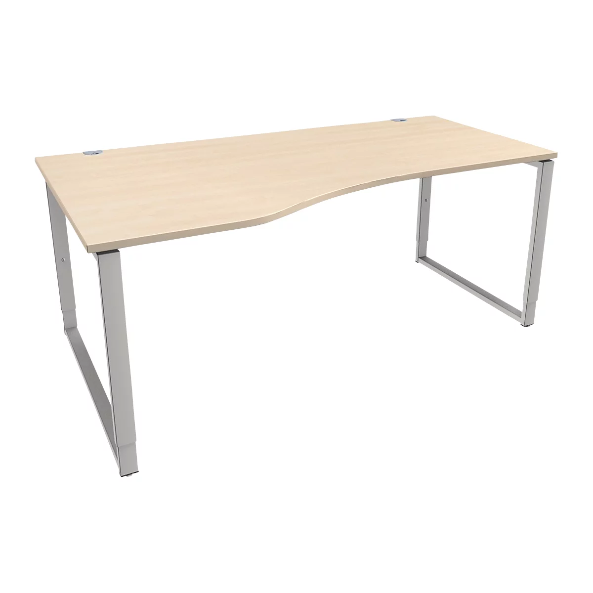 Schäfer Shop Genius Freiformschreibtisch MODENA FLEX, Bügelfuß, manuell höhenverstellbar, Ansatz links, B 1800 mm, Ahorn-Dekor