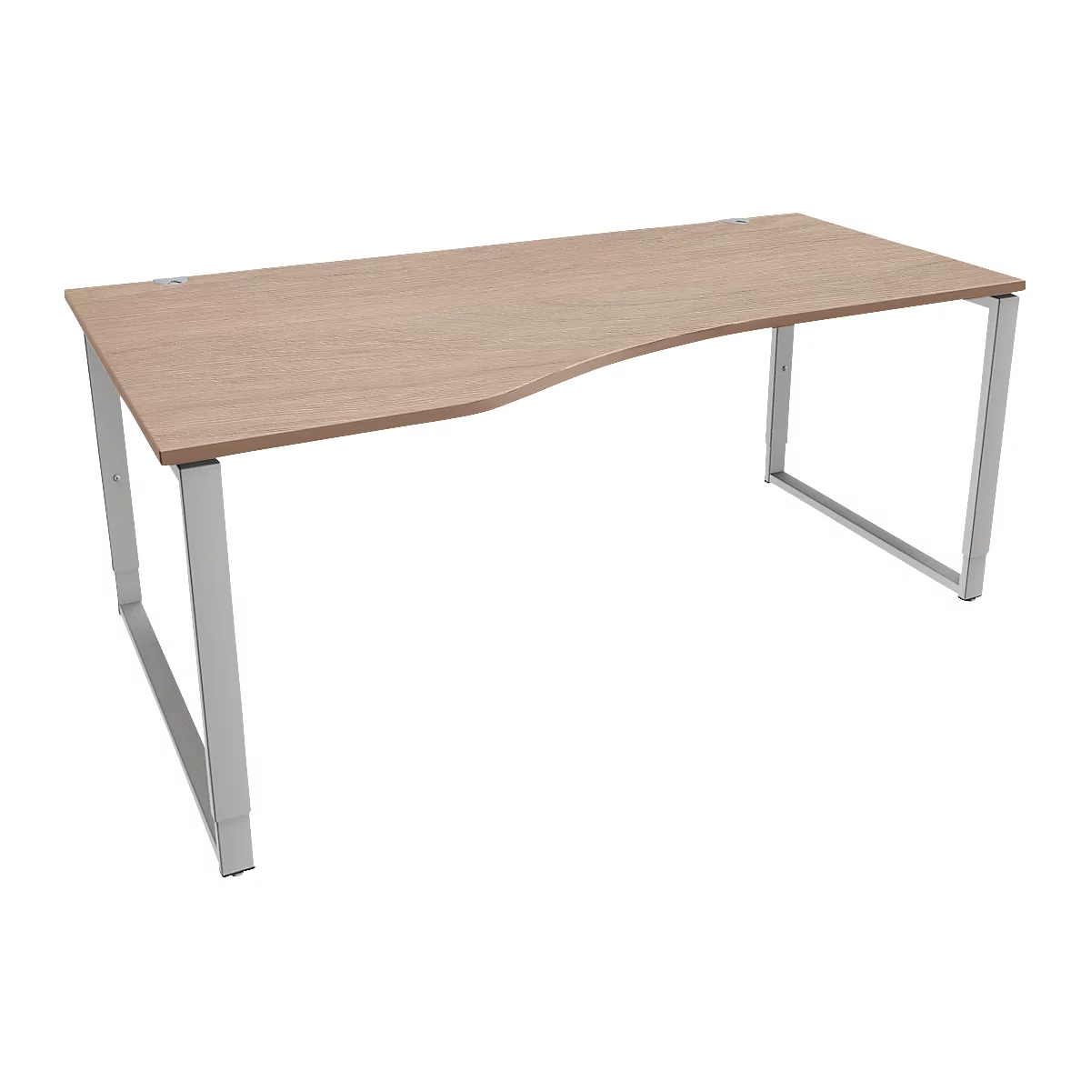 Schäfer Shop Genius Freiformschreibtisch MODENA FLEX, Bügelfuß, manuell höhenverstellbar, Ansatz links, B 1800 mm, Eiche-Dekor