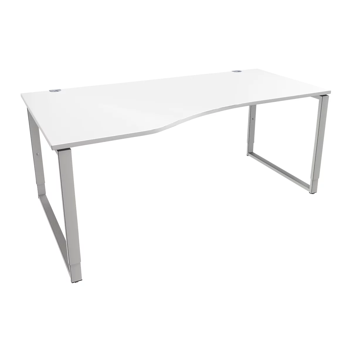 Schäfer Shop Genius Freiformschreibtisch MODENA FLEX, Bügelfuss, manuell höhenverstellbar, Ansatz links, B 1800 mm, weiss 