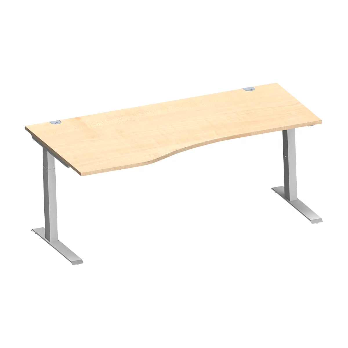 Schäfer Shop Genius Freiformschreibtisch MODENA FLEX, C-Fuß-Rechteckrohr, B 1800 mm, Ansatz links, Ahorn/weißalu